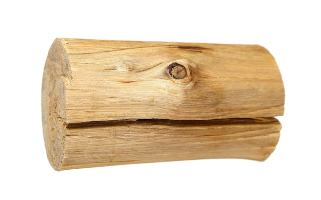 Foto un pezzo di legno isolato su sfondo bianco