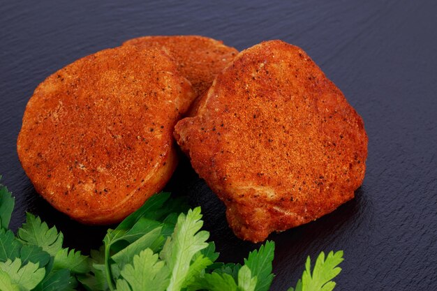 Photo pieces of baked meat