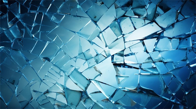 Pieces of broken glass on a blue background Large resolution