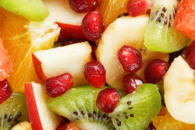 Pieces of cut fruit closeup