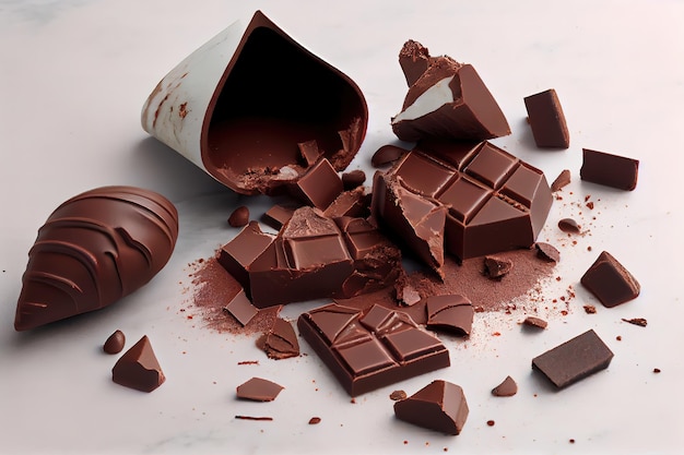 Кусочки темного шоколада Generative Ai
