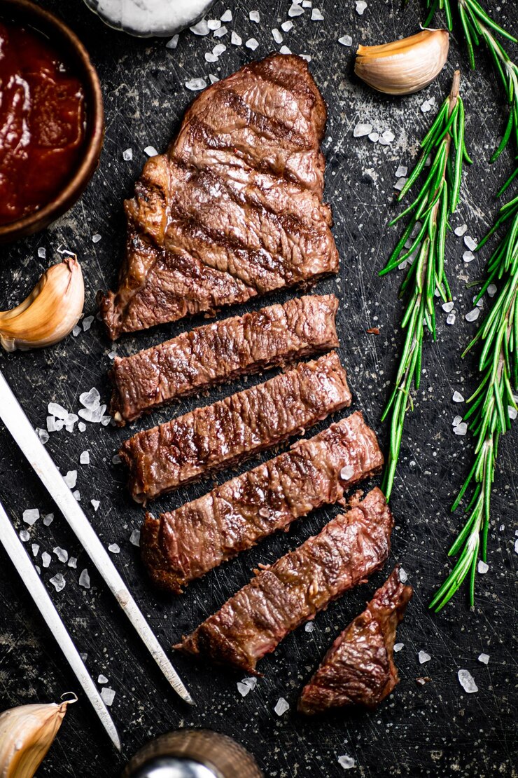 맛있는 구운 스테이크 조각