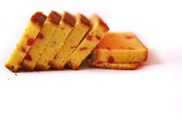 Pieces of Dessert cake on a on a white background