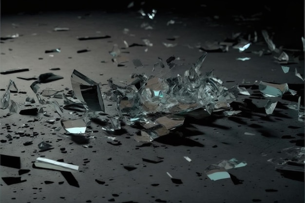 Pieces of destructed Shattered glass Broken glass Generative AI