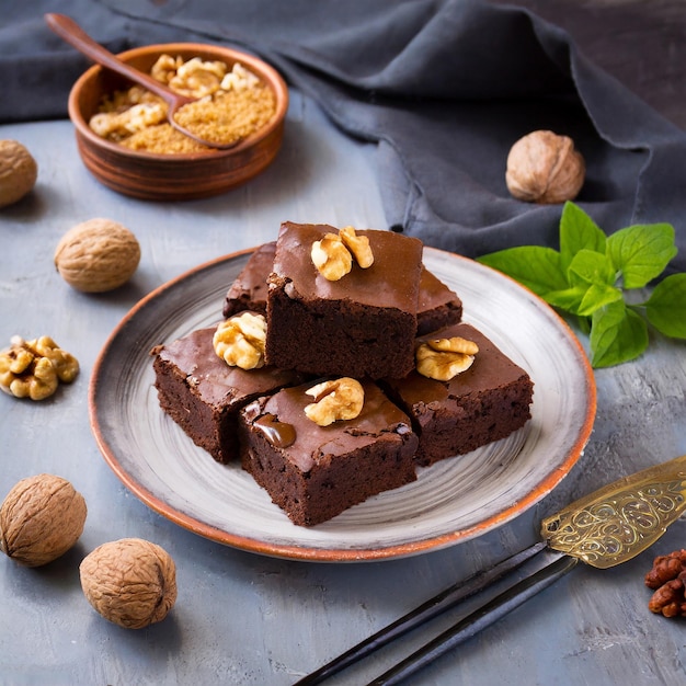 Photo pieces of fresh brownie on white background delicious chocolate pie