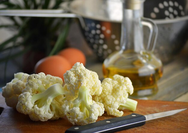 Pieces of fresh cauliflower ready for cooking