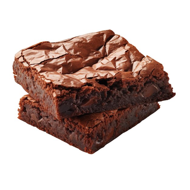 Photo pieces of fresh delicious chocolate brownie on a transparent background