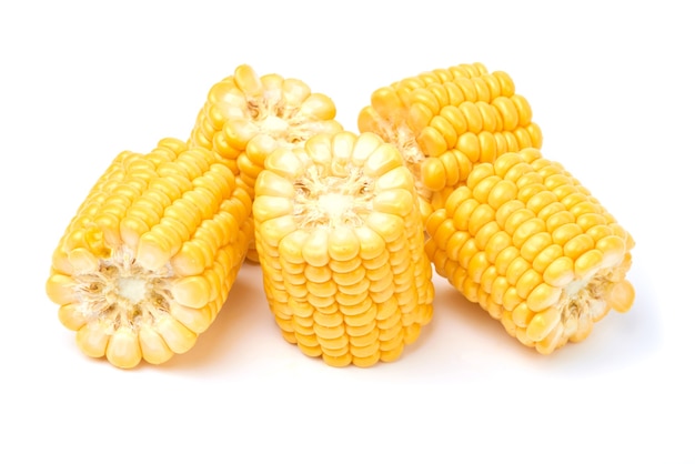 Pieces of fresh organic corn cob isolated