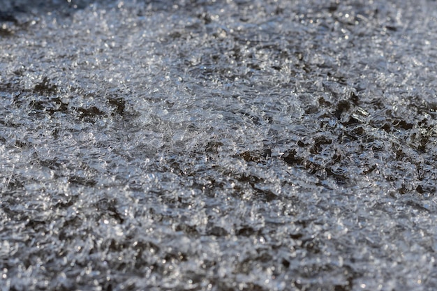 Pieces of ice on the river closeup