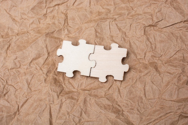 Photo pieces of jigsaw puzzle as business strategy concept