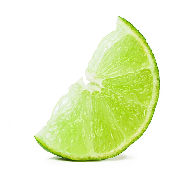 Pieces of lime isolated on white background