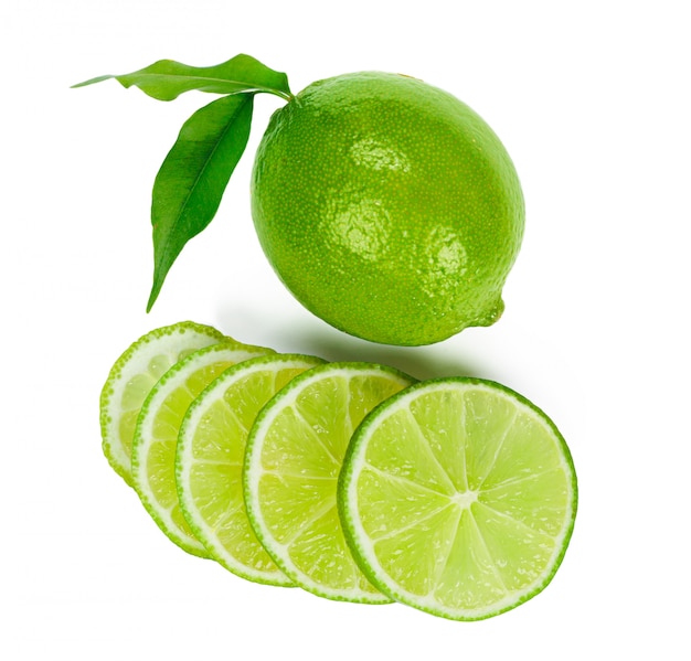 Pieces of lime isolated