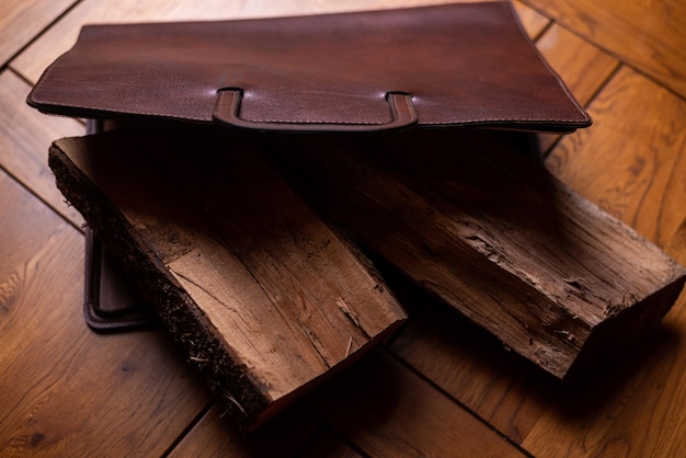 Pieces of logs in business folder for documents Overtime concept excesses of paperwork