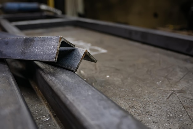 Pieces of metal corner processing in a locksmith's workshop