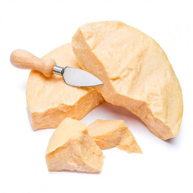 Pieces of parmesan or parmigiano cheese