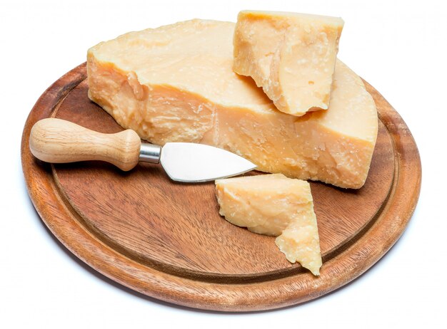 Pieces of parmesan or parmigiano cheese