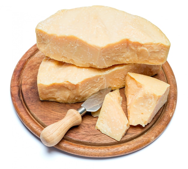 Pieces of parmesan or parmigiano cheese