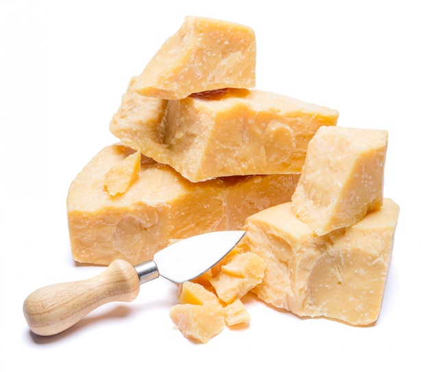 Pieces of parmesan or parmigiano cheese