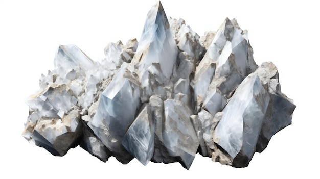 Pieces of quartz on a white background