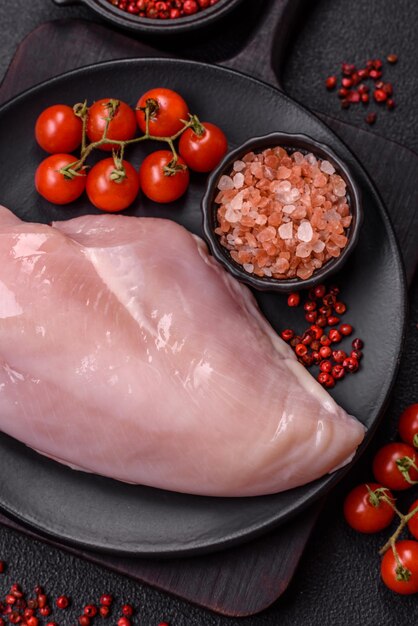 生の肉やタキのフィレットを塩けしたスパイスとハーブで切る
