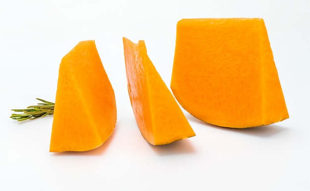 Pieces of raw pumpkin.