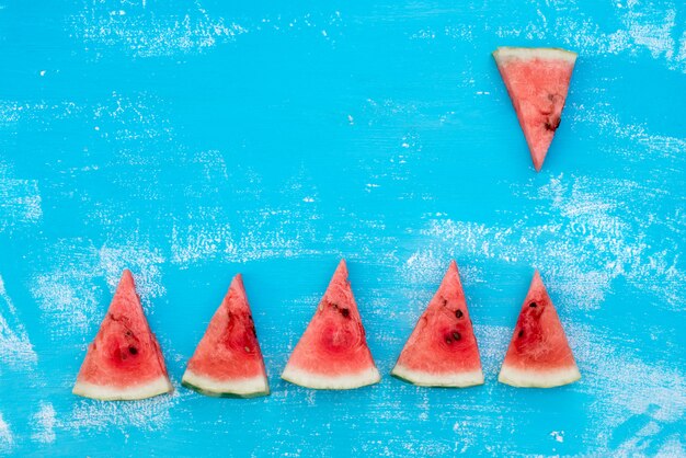 Photo pieces of a ripe red water-melon