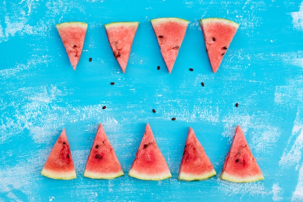 Photo pieces of a ripe red water-melon