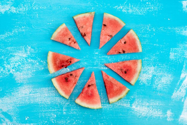 Photo pieces of a ripe red water-melon