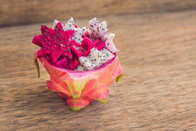 Pieces of sliced dragon fruit in the form of a star