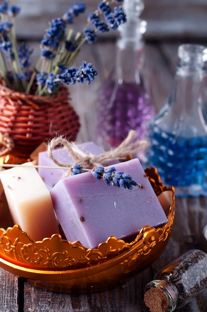 Pieces of soap in a bowl