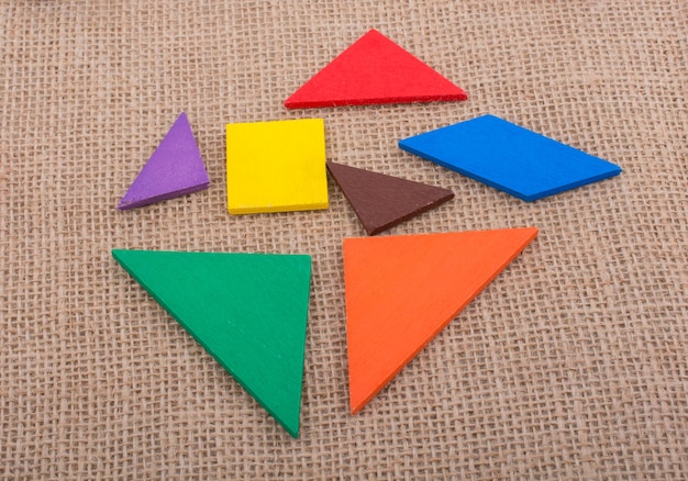 Pieces of a square tangram puzzle