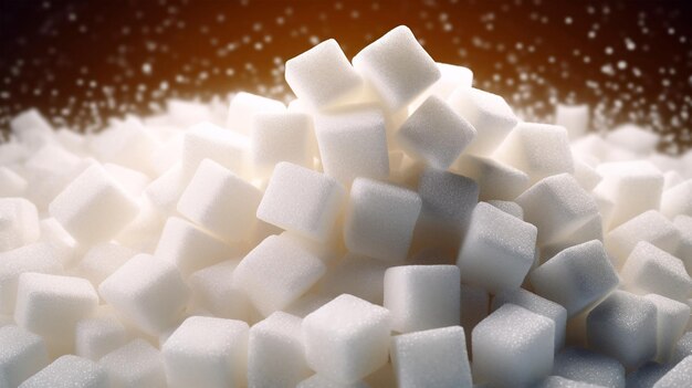 Pieces of white refined sugar calories diabetes prevention concept