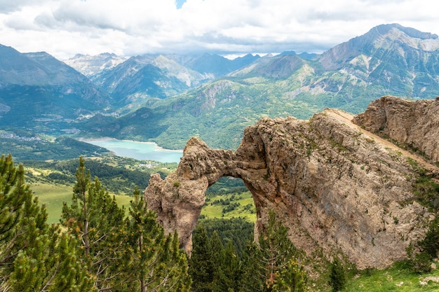 Piedrafita Arch in the Pyrenees in Biescas in summer Alto Gallego Huesca province