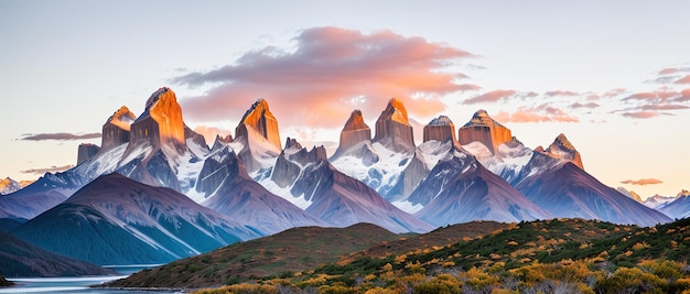 Pieken van de Chileense bergen met ijs Patagonië generatieve ai