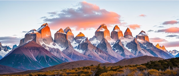 Pieken van de Chileense bergen met ijs Patagonië generatieve ai