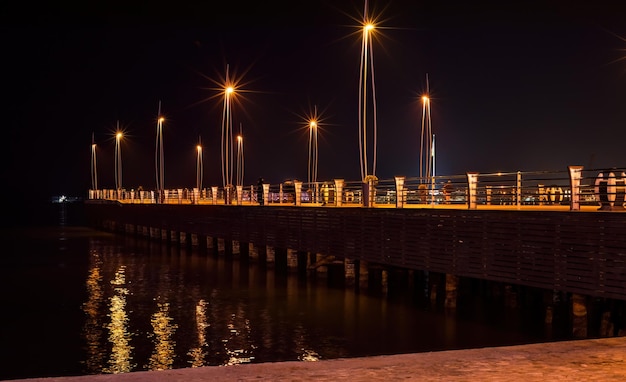 Pier on the boulevard in the city of Baku in the evening