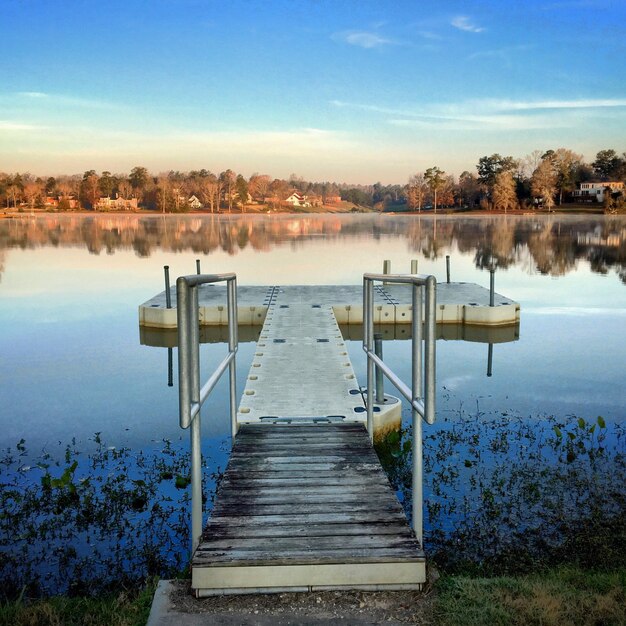 Pier on calm lake