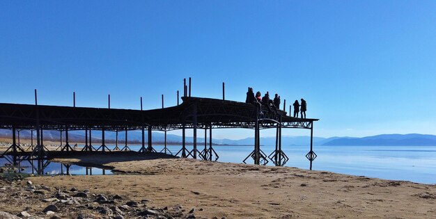 Pier on a lake prespa In macedonia