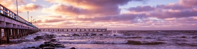 Pier and sea at sunset