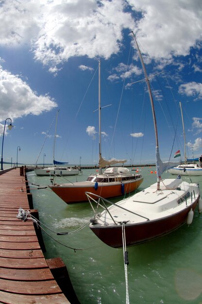 Pier with several sports yachts Crimea Ukraine