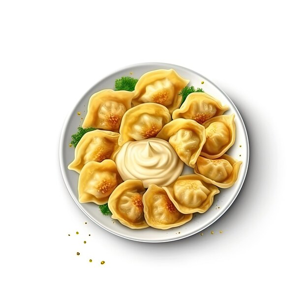 Фото pierogi вкусная еда изолирована на белом фоне генеративный искусственный интеллект