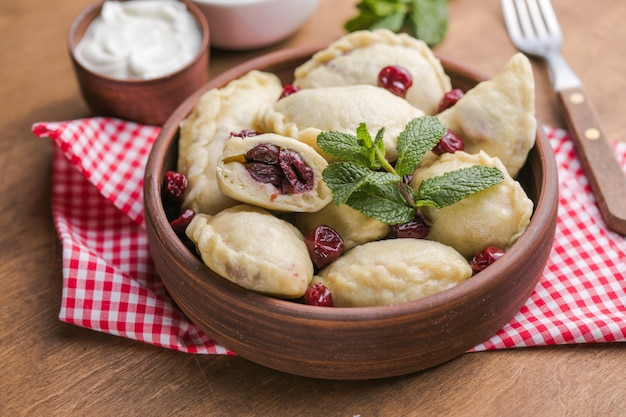 Pierogi with cherries