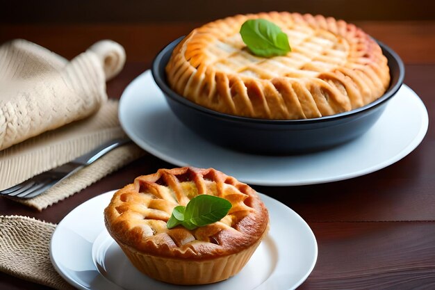 pies on a plate with a napkin and a napkin.