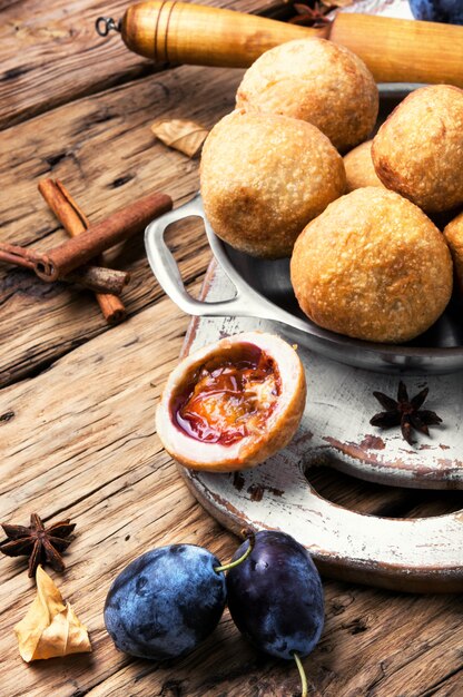 Pies with autumn plum