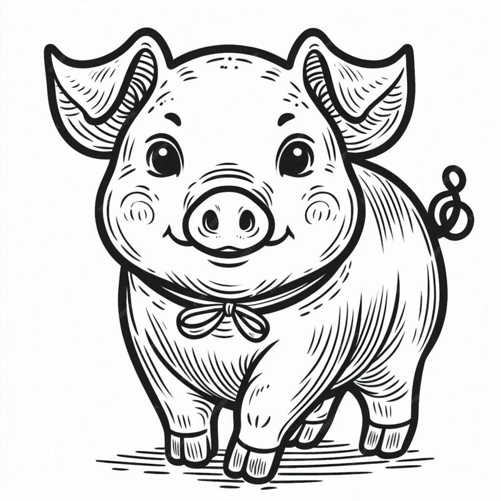 Premium Photo Pig coloring page for children ai generated