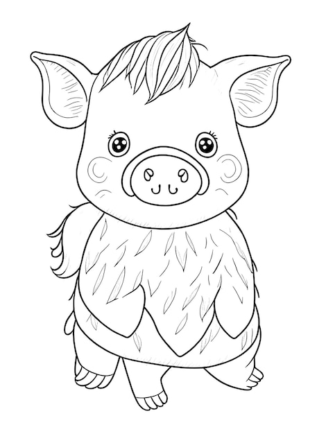 Photo pig coloring page for kids