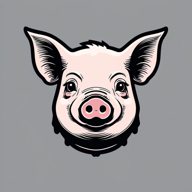 Pig head Vector illustration Isolated on gray background