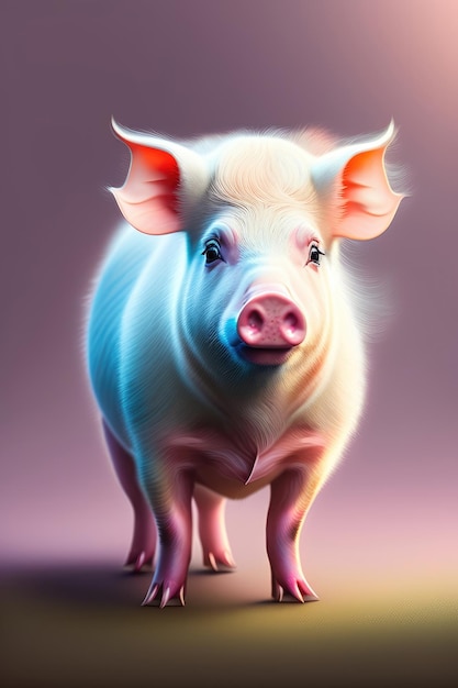 Pig isolated on pink background