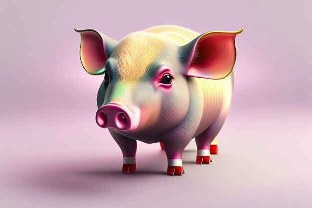 Pig isolated on pink background