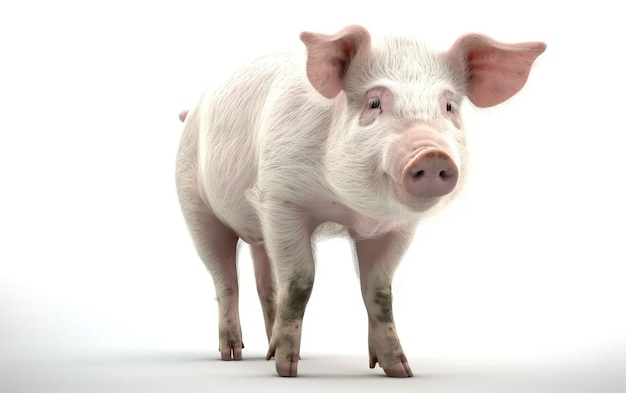 Photo a pig isolated on a white background domestic farm animals ai generated